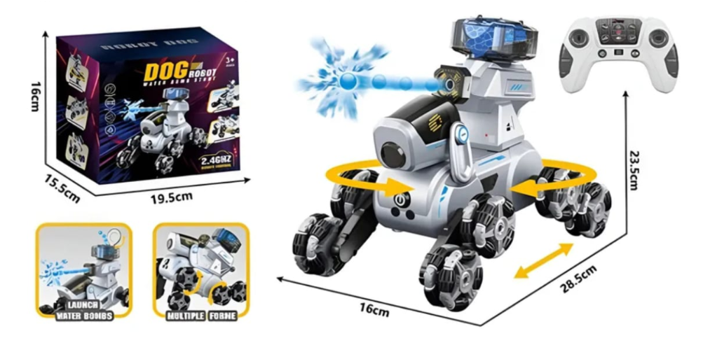 Perro Robot Recargable Lanzador De Hidrogel