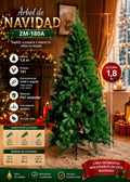 Árbol Navideño Premium 1.80 Mts – 741 Ramas, Base Metálica y Duradero