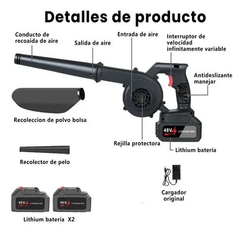 Sopladora Inalámbrica Recargable 48V 2 en 1